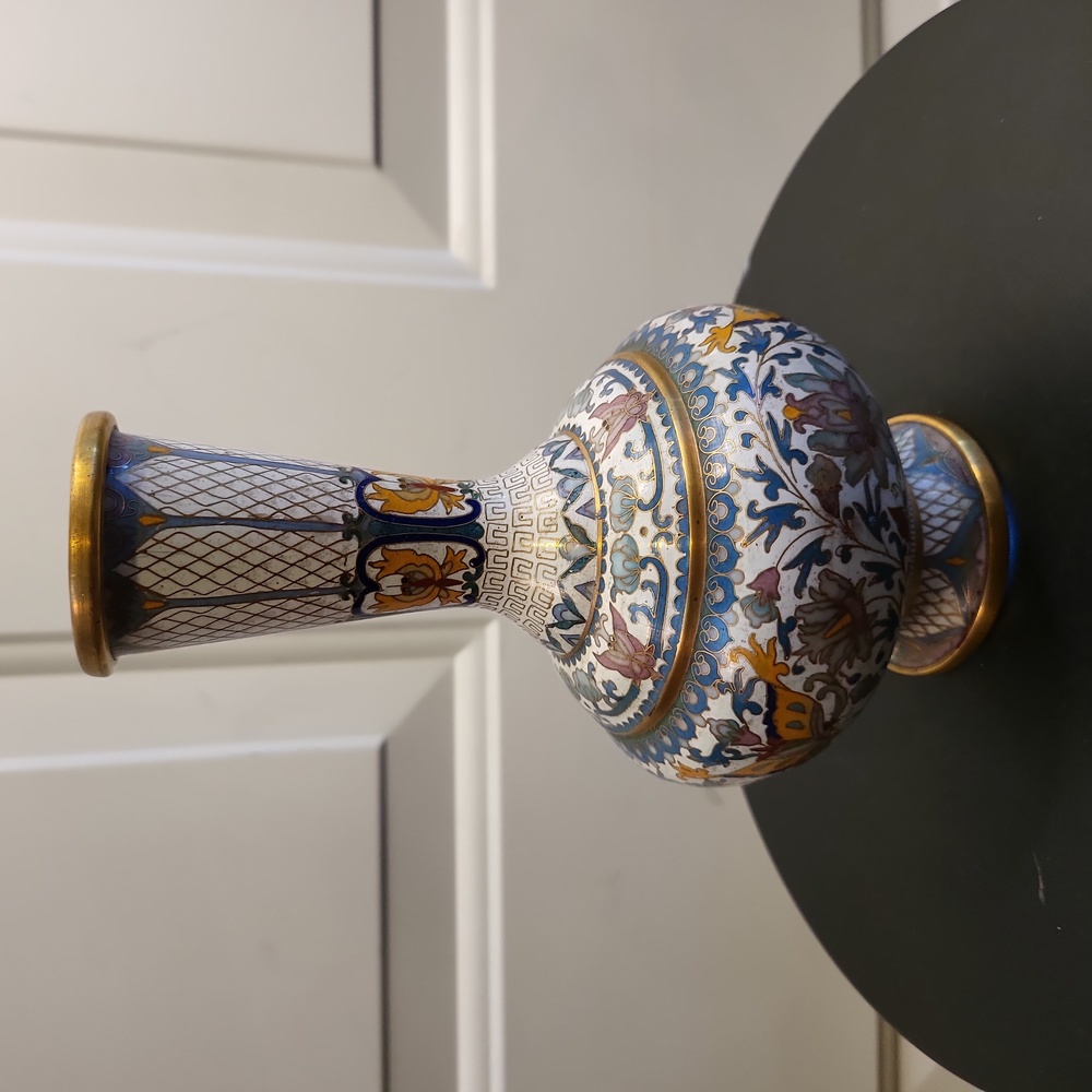 Vintage Fine Asain Persian Cloisonné Ornate Vase 7 1/4" - Picture 5 of 11